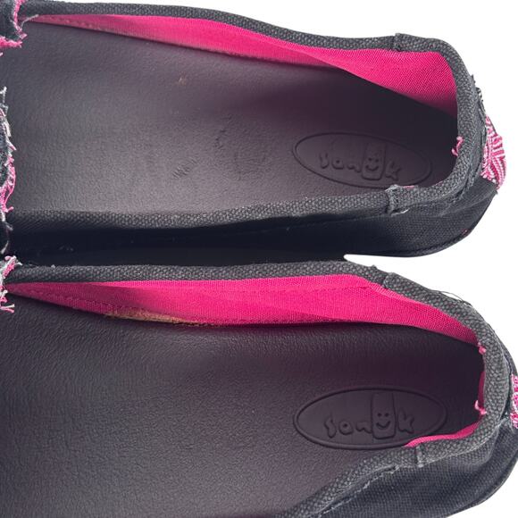 Sanuk Zumara Sidewalk Surfer Shoes Womens Size 10 Black Comfort Logo Slip On - Picture 10 of 11